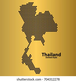 Thailand Map of circle shape on the gradient gold background. Vector illustration dotted style.