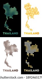 Thailand map. Collection of maps of Thailand in dotted style. Borders of the country filled with rectangles for your design. Vector illustration.
