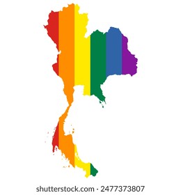 Thailand map contour of a pride flag vector illustration