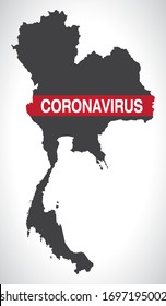 Thailand map with Coronavirus warning illustration