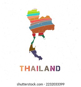 Thailand map design. Shape of the country with beautiful geometric waves and grunge texture. Awesome vector illustration.