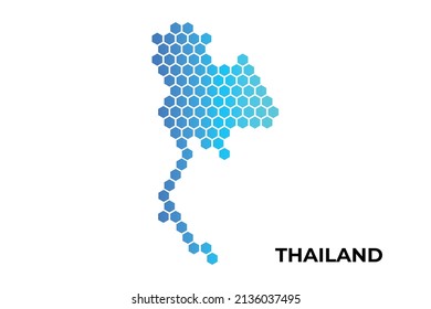 Thailand Karte digitale Hexagon-Form auf weißem Hintergrund, Vektorgrafik