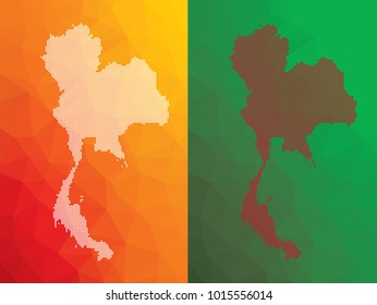 Thailand Map Dot Style on Polygon Geometry Background.