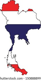 Thailand map with flag illustration,textured background, Symbols of Thailand - Vector