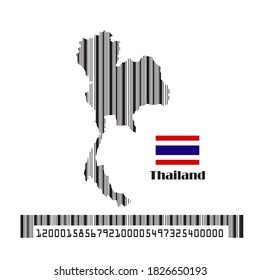 Thailand map flag made bar code, vector illustration.