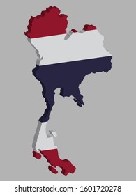 Thailand Map flag Vector 3D illustration eps 10