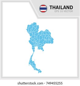 Thailand map and flag in white background