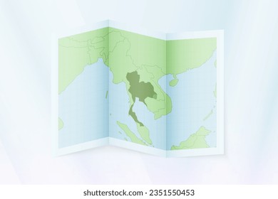 Thailand map, folded paper with Thailand map. Vector illustration.