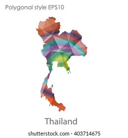 Thailand map in geometric polygonal style.Abstract gems triangle,modern design background.