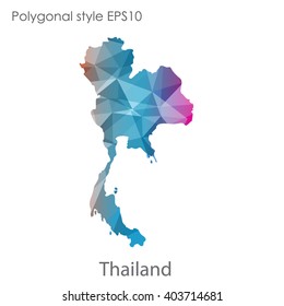 Thailand map in geometric polygonal style.Abstract gems triangle,modern design background.