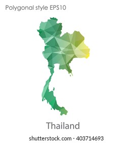 Thailand map in geometric polygonal style.Abstract gems triangle,modern design background.
