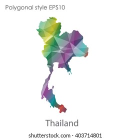 Thailand map in geometric polygonal style.Abstract gems triangle,modern design background.