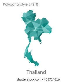Thailand map in geometric polygonal style.Abstract gems triangle,modern design background.
