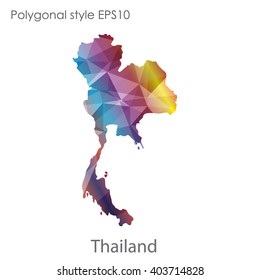 Thailand map in geometric polygonal style.Abstract gems triangle,modern design background.