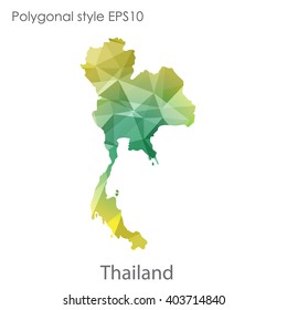 Thailand map in geometric polygonal style.Abstract gems triangle,modern design background.