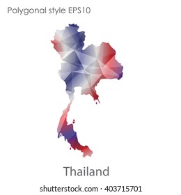 Thailand map in geometric polygonal style.Abstract gems triangle,modern design background.