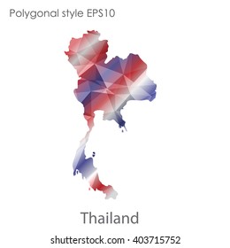 Thailand map in geometric polygonal style.Abstract gems triangle,modern design background.