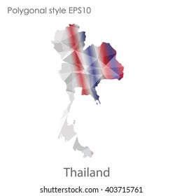 Thailand map in geometric polygonal style.Abstract gems triangle,modern design background.
