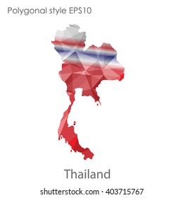 Thailand map in geometric polygonal style.Abstract gems triangle,modern design background.