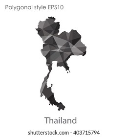 Thailand map in geometric polygonal style.Abstract gems triangle,modern design background.