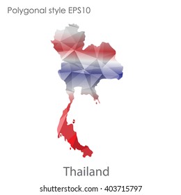 Thailand map in geometric polygonal style.Abstract gems triangle,modern design background.