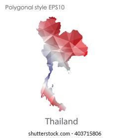 Thailand map in geometric polygonal style.Abstract gems triangle,modern design background.