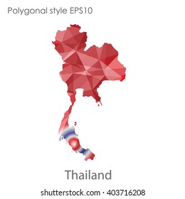 Thailand map in geometric polygonal style.Abstract gems triangle,modern design background.