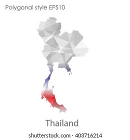 Thailand map in geometric polygonal style.Abstract gems triangle,modern design background.