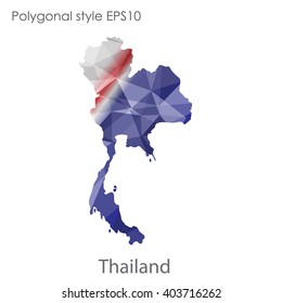 Thailand map in geometric polygonal style.Abstract gems triangle,modern design background.