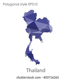 Thailand map in geometric polygonal style.Abstract gems triangle,modern design background.