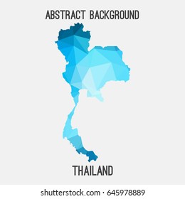 Thailand map in geometric polygonal,mosaic style in blue shades.Abstract tessellation,modern design background,low poly. Vector illustration.