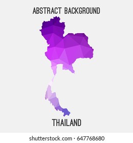 Thailand map in geometric polygonal,mosaic style in purple shades.Abstract tessellation,modern design background,low poly. Vector illustration.