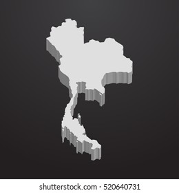 Thailand Map In Gray On A Black Background 3d