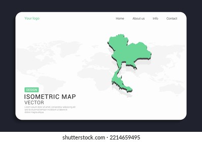 Thailand map green on white background with isometric vector.