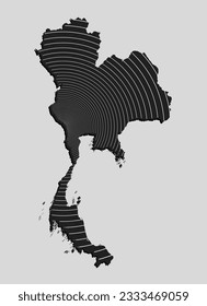 Thailand map from grey lines on background - internet signal. Template Asia country for pattern, design, illustration or infographic. Digital concept with internet signal of the vector map Thailand