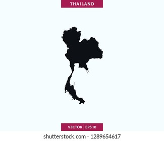 Thailand Map. High Detailed Silhouette Map In Soft Background - Vector.