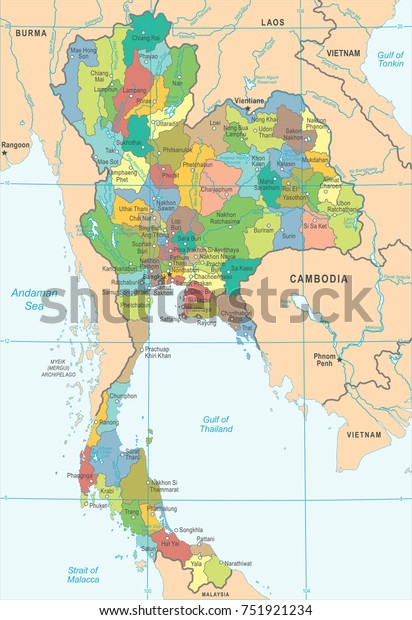 Thailand Map High Detailed Vector Illustration Stock Vector (Royalty ...