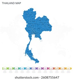Thailand Map - Infographic detailed map with regions and cities of the country. Vector illustration EPS10.