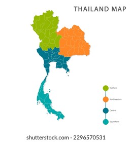 Thailand map and infographic of provinces, political maps of Thailand - Vector File