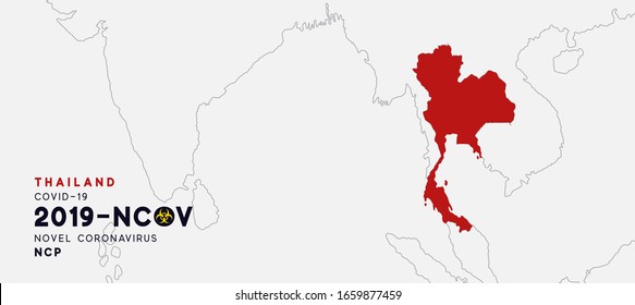 Thailand Map infographics, Localization of the outbreak of Virus Covid 19. Novel Coronavirus (2019-nCoV). China pathogen respiratory coronavirus 2019-nCoV. nCoV denoted is single-stranded RNA virus.