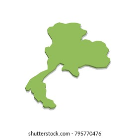 Thailand map isometric with white background isolated