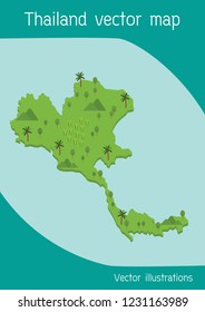 Thailand map With landscapes Vector illustrations