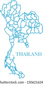 Thailand map line blue color