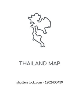 Thailand map linear icon. Thailand map concept stroke symbol design. Thin graphic elements vector illustration, outline pattern on a white background, eps 10.