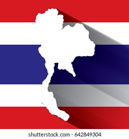 Thailand Map  logo on flag and shadow