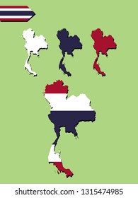 Thailand map with national flag 