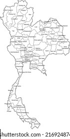 Thailand map outline vector 77 provinces