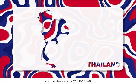 Thailand Map with Paper Cut Waves Background Shape perfect for Greeting Card, Desktop Wallpaper, and Banner