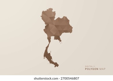 Thailand Map - Polygon Style Vector Illustration in Brown Gradient, Low Poly Geometric Design, Isolated on Beige Background for Infographics and Decoration.