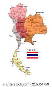 Thailand Map Region and Province Vector 